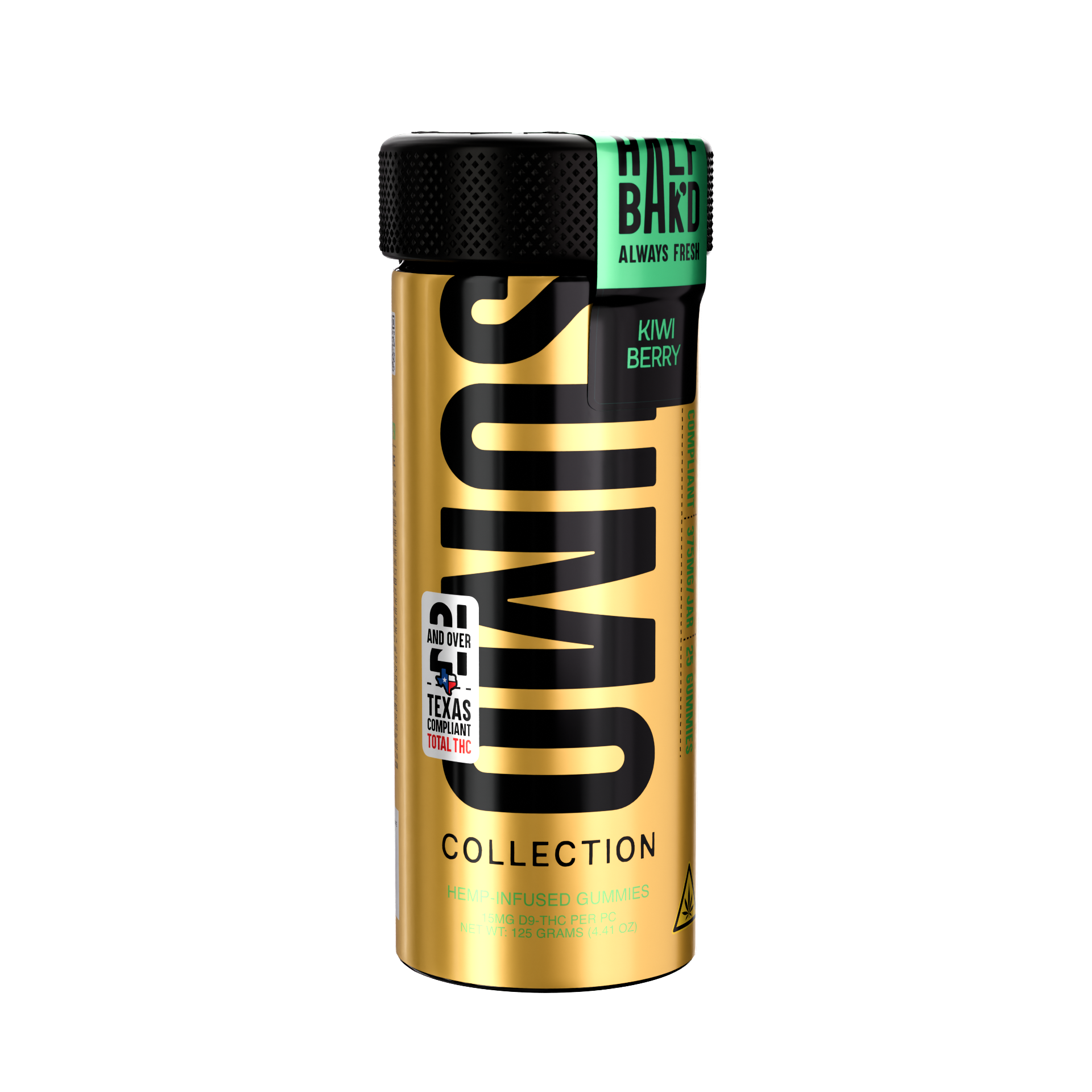 HALF BAK'D Kiwi Berry Sumo Gold Gummies jar
