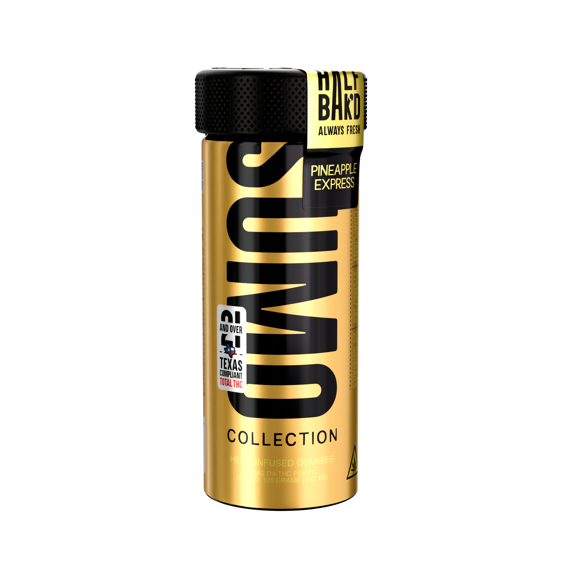 HALF BAK'D Pineapple Express Sumo Gold Gummies jar